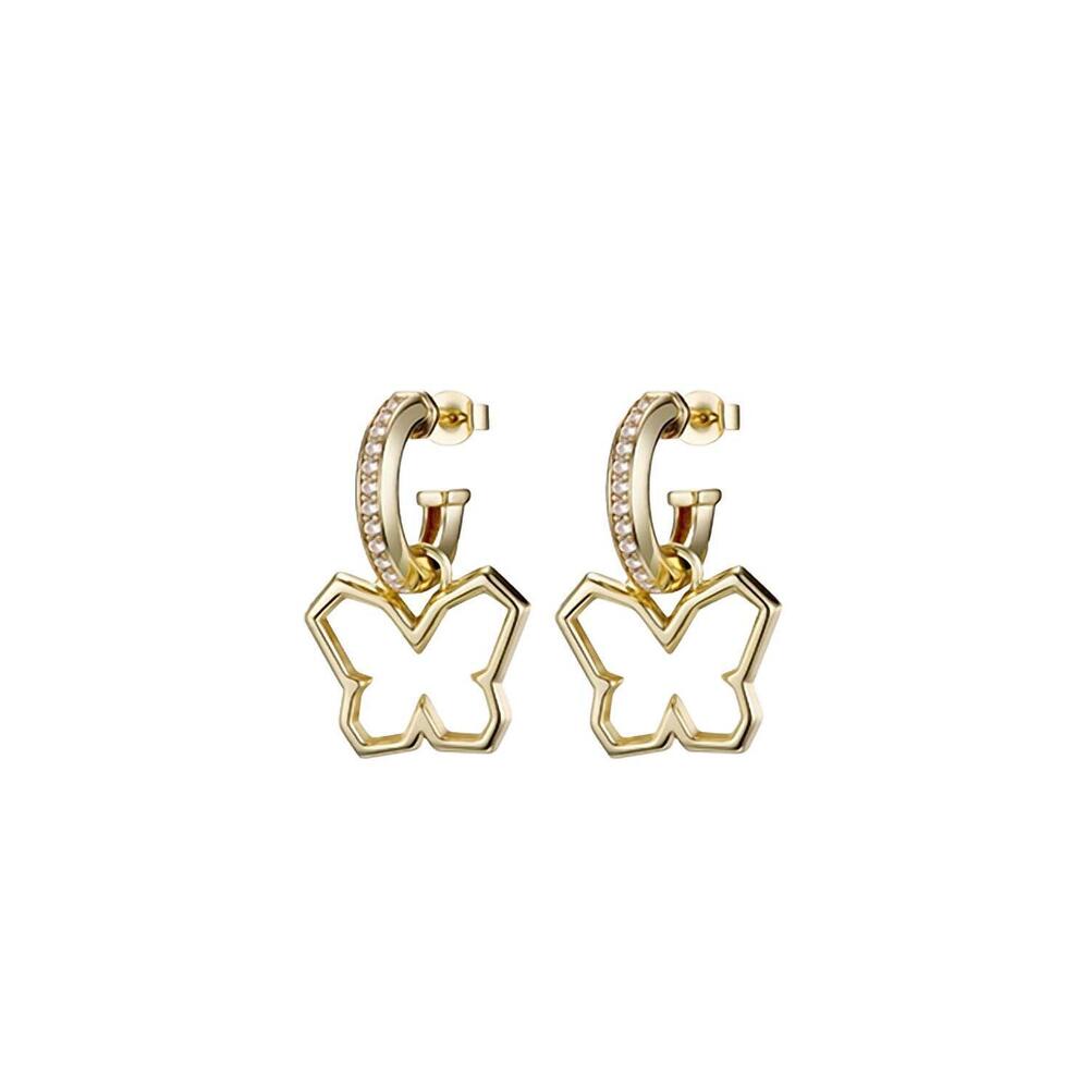NEW F+H STUDIOS y2k butterfly charm earrings in gold/clear